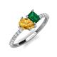 5 - Zahara 9x6 mm Pear Citrine and 7x5 mm Emerald Cut Lab Created Emerald 2 Stone Duo Ring 