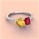 4 - Zahara 9x6 mm Pear Citrine and 7x5 mm Emerald Cut Lab Created Ruby 2 Stone Duo Ring 