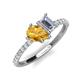 5 - Zahara 9x6 mm Pear Citrine and GIA Certified 7x5 mm Emerald Cut Diamond 2 Stone Duo Ring 