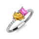 5 - Zahara 9x6 mm Pear Citrine and 7x5 mm Emerald Cut Lab Created Pink Sapphire 2 Stone Duo Ring 