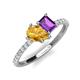 5 - Zahara 9x6 mm Pear Citrine and 7x5 mm Emerald Cut Amethyst 2 Stone Duo Ring 