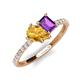 5 - Zahara 9x6 mm Pear Citrine and 7x5 mm Emerald Cut Amethyst 2 Stone Duo Ring 