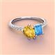 4 - Zahara 9x6 mm Pear Citrine and 7x5 mm Emerald Cut Blue Topaz 2 Stone Duo Ring 