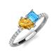 5 - Zahara 9x6 mm Pear Citrine and 7x5 mm Emerald Cut Blue Topaz 2 Stone Duo Ring 