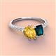 4 - Zahara 9x6 mm Pear Citrine and 7x5 mm Emerald Cut London Blue Topaz 2 Stone Duo Ring 