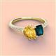 4 - Zahara 9x6 mm Pear Citrine and 7x5 mm Emerald Cut London Blue Topaz 2 Stone Duo Ring 