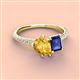 4 - Zahara 9x6 mm Pear Citrine and 7x5 mm Emerald Cut Iolite 2 Stone Duo Ring 