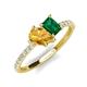 5 - Zahara 9x6 mm Pear Citrine and 7x5 mm Emerald Cut Lab Created Emerald 2 Stone Duo Ring 