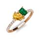 5 - Zahara 9x6 mm Pear Citrine and 7x5 mm Emerald Cut Lab Created Emerald 2 Stone Duo Ring 
