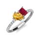 5 - Zahara 9x6 mm Pear Citrine and 7x5 mm Emerald Cut Lab Created Ruby 2 Stone Duo Ring 
