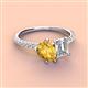 4 - Zahara 9x6 mm Pear Citrine and IGI Certified 7x5 mm Emerald Cut Lab Grown Diamond 2 Stone Duo Ring 