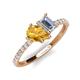 5 - Zahara 9x6 mm Pear Citrine and IGI Certified 7x5 mm Emerald Cut Lab Grown Diamond 2 Stone Duo Ring 