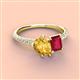 4 - Zahara 9x6 mm Pear Citrine and 7x5 mm Emerald Cut Lab Created Ruby 2 Stone Duo Ring 