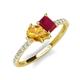 5 - Zahara 9x6 mm Pear Citrine and 7x5 mm Emerald Cut Lab Created Ruby 2 Stone Duo Ring 