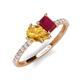 5 - Zahara 9x6 mm Pear Citrine and 7x5 mm Emerald Cut Lab Created Ruby 2 Stone Duo Ring 