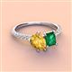 4 - Zahara 9x6 mm Pear Citrine and 7x5 mm Emerald Cut Lab Created Emerald 2 Stone Duo Ring 
