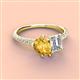 4 - Zahara 9x6 mm Pear Citrine and 7x5 mm Emerald Cut Forever One Moissanite 2 Stone Duo Ring 