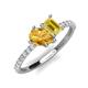 5 - Zahara 9x6 mm Pear Citrine and 7x5 mm Emerald Cut Lab Created Yellow Sapphire 2 Stone Duo Ring 