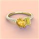 4 - Zahara 9x6 mm Pear Citrine and 7x5 mm Emerald Cut Lab Created Yellow Sapphire 2 Stone Duo Ring 