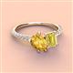 4 - Zahara 9x6 mm Pear Citrine and 7x5 mm Emerald Cut Lab Created Yellow Sapphire 2 Stone Duo Ring 