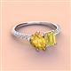 4 - Zahara 9x6 mm Pear Citrine and 7x5 mm Emerald Cut Lab Created Yellow Sapphire 2 Stone Duo Ring 