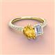 4 - Zahara 9x6 mm Pear Citrine and 7x5 mm Emerald Cut White Sapphire 2 Stone Duo Ring 