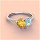 4 - Zahara 9x6 mm Pear Citrine and 7x5 mm Emerald Cut Aquamarine 2 Stone Duo Ring 