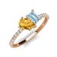 5 - Zahara 9x6 mm Pear Citrine and 7x5 mm Emerald Cut Aquamarine 2 Stone Duo Ring 