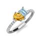 5 - Zahara 9x6 mm Pear Citrine and 7x5 mm Emerald Cut Aquamarine 2 Stone Duo Ring 