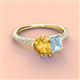 4 - Zahara 9x6 mm Pear Citrine and 7x5 mm Emerald Cut Aquamarine 2 Stone Duo Ring 