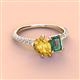 4 - Zahara 9x6 mm Pear Citrine and 7x5 mm Emerald Cut Lab Created Alexandrite 2 Stone Duo Ring 