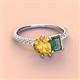 4 - Zahara 9x6 mm Pear Citrine and 7x5 mm Emerald Cut Lab Created Alexandrite 2 Stone Duo Ring 
