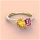 4 - Zahara 9x6 mm Pear Citrine and 7x5 mm Emerald Cut Pink Tourmaline 2 Stone Duo Ring 