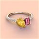 4 - Zahara 9x6 mm Pear Citrine and 7x5 mm Emerald Cut Pink Tourmaline 2 Stone Duo Ring 