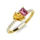 5 - Zahara 9x6 mm Pear Citrine and 7x5 mm Emerald Cut Pink Tourmaline 2 Stone Duo Ring 