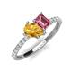 5 - Zahara 9x6 mm Pear Citrine and 7x5 mm Emerald Cut Pink Tourmaline 2 Stone Duo Ring 