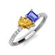 5 - Zahara 9x6 mm Pear Citrine and 7x5 mm Emerald Cut Tanzanite 2 Stone Duo Ring 