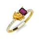 5 - Zahara 9x6 mm Pear Citrine and 7x5 mm Emerald Cut Rhodolite Garnet 2 Stone Duo Ring 