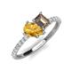 5 - Zahara 9x6 mm Pear Citrine and 7x5 mm Emerald Cut Smoky Quartz 2 Stone Duo Ring 