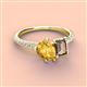 4 - Zahara 9x6 mm Pear Citrine and 7x5 mm Emerald Cut Smoky Quartz 2 Stone Duo Ring 