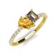 5 - Zahara 9x6 mm Pear Citrine and 7x5 mm Emerald Cut Smoky Quartz 2 Stone Duo Ring 