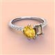 4 - Zahara 9x6 mm Pear Citrine and 7x5 mm Emerald Cut Smoky Quartz 2 Stone Duo Ring 