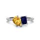 1 - Zahara 9x6 mm Pear Citrine and 7x5 mm Emerald Cut Lab Created Blue Sapphire 2 Stone Duo Ring 