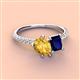 4 - Zahara 9x6 mm Pear Citrine and 7x5 mm Emerald Cut Lab Created Blue Sapphire 2 Stone Duo Ring 