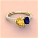 4 - Zahara 9x6 mm Pear Citrine and 7x5 mm Emerald Cut Lab Created Blue Sapphire 2 Stone Duo Ring 