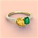 4 - Zahara 9x6 mm Pear Citrine and 7x5 mm Emerald Cut Lab Created Emerald 2 Stone Duo Ring 