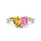 1 - Zahara 9x6 mm Pear Citrine and 7x5 mm Emerald Cut Lab Created Pink Sapphire 2 Stone Duo Ring 