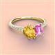4 - Zahara 9x6 mm Pear Citrine and 7x5 mm Emerald Cut Lab Created Pink Sapphire 2 Stone Duo Ring 