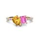 1 - Zahara 9x6 mm Pear Citrine and 7x5 mm Emerald Cut Lab Created Pink Sapphire 2 Stone Duo Ring 