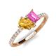 5 - Zahara 9x6 mm Pear Citrine and 7x5 mm Emerald Cut Lab Created Pink Sapphire 2 Stone Duo Ring 